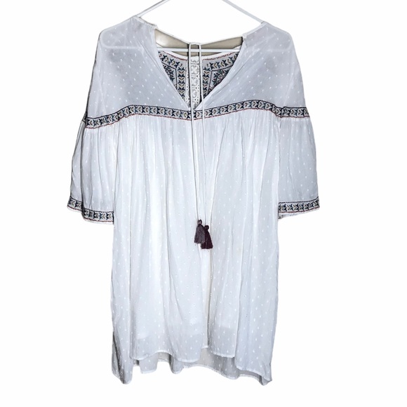 ZARA TFR EMBROIDERED BABYDOLL TUNIC DRESS SZ M - Picture 3 of 3